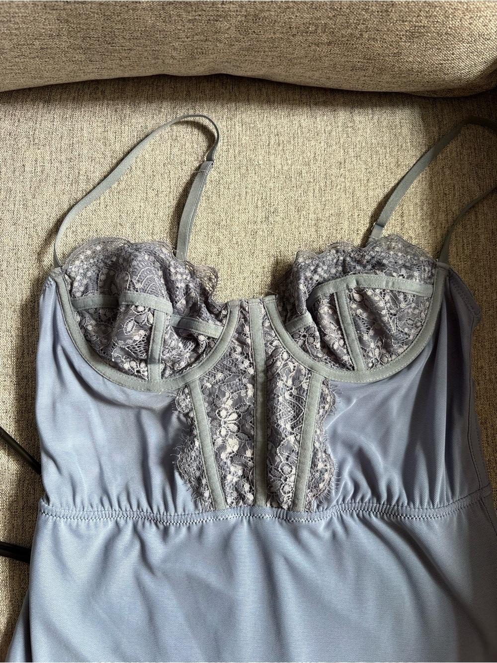 Women's Lace-Trim Slip Dress - Blue
